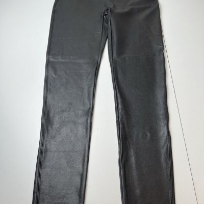 SPANX Black Faux Leather Shiny LEGGINGS Pants Size Large Petite