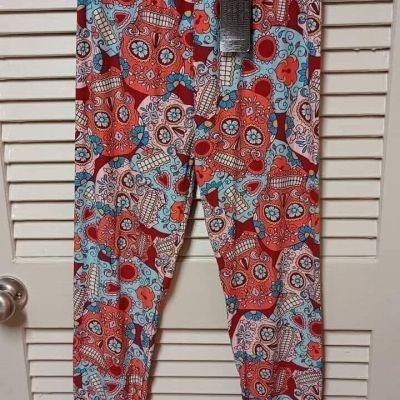 Womens Leggings Vibrant skulls plus size 14-22