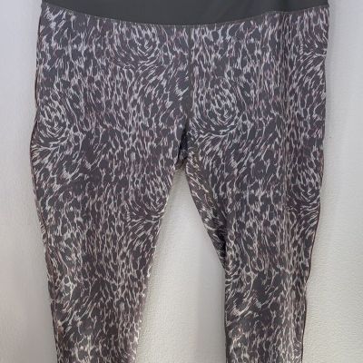 Zella Leggings Womens Size 3X Brown Leopard Stretch Active Gym Workout Cropped