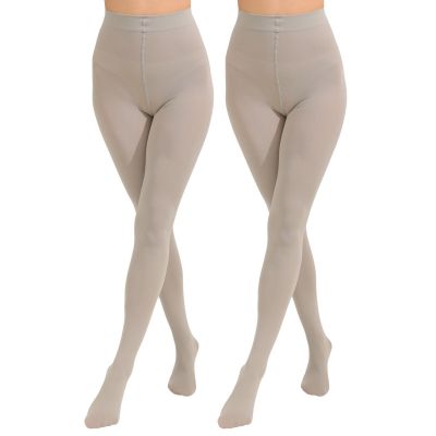 2 Pairs Women's Solid Color Tights 80D Soft Opaque Microfiber Tights Grey XXL...