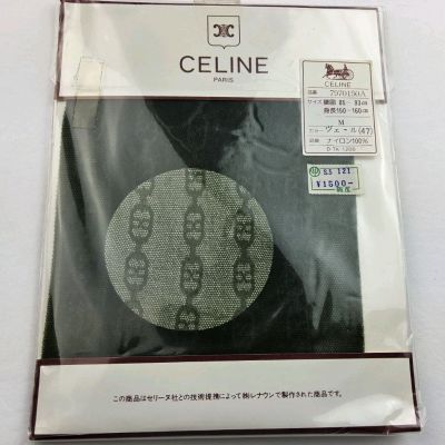 Vintage Celine Paris Triomphe Logo Nylon Pantyhose Tights Veil Green Size M