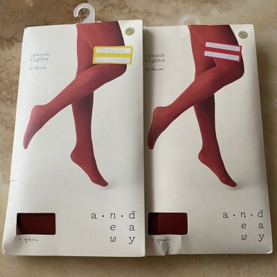 LOT 2 OPAQUE TIGHTS SEXY WOMEN SALSA RED COLOR -SIZE M/L-BRAND ~A NEW DAY