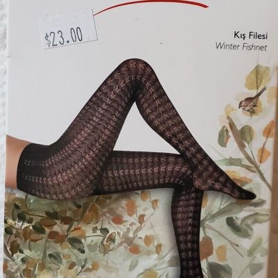 NEW! Penti Colosio Small/Medium  No. 1/2  Winter Fishnet Tights in Powder #135