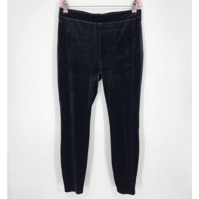 J Crew Stretch Velvet Leggings L Womens Black High Rise Pull On Style K3653