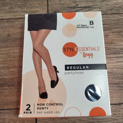 Leggs Style Essentials Off Black Size B Regular 2 Pair