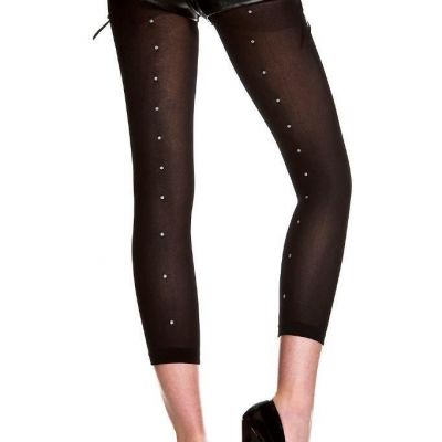 sexy MUSIC LEGS faux RHINESTONE backseam capri FOOTLESS leggins TIGHTS pantyhose