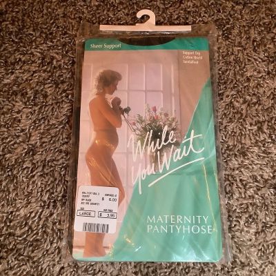 Vintage While You Wait maternity pantyhose, color off black, size: L