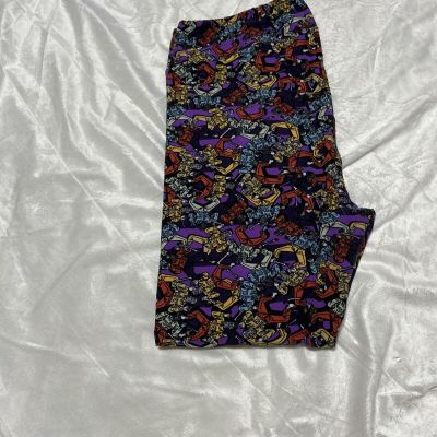 NWOT Women Lularoe Tc2 Halloween The Wolf man Werewolf Purple Leggings Sz 20-26