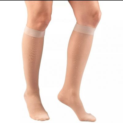 Truform Women's Stockings Knee High Sheer Dot Pattern: 15-20 mmHg M NUDE ....140