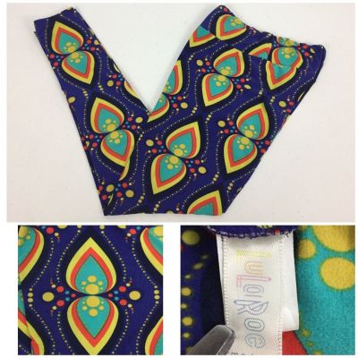 Lularoe OS Leggings Multicolor Geometric Paisley Pattern Unicorn Rare EUC