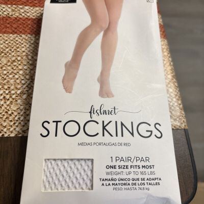 White Fishnet Stockings Novelty O/S One Size Fits Most Womens Up To 160 Lbs