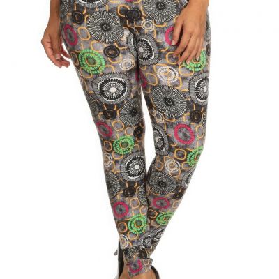 Plus Size Abstract Print, Full Length Leggings In A Slim Fitting Style With ...