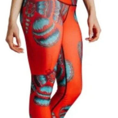 Yoga Democracy Bright Flight Printed Yoga Leggings Capri  Size XS