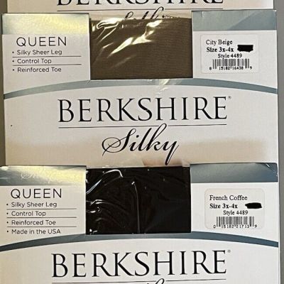 Lot Of 4 New Berkshire Silky Queen Pana-fit Silky Sheer Pantyhose. Size 3x-4x.