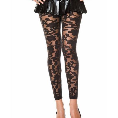 Brand New Woven Floral Design Sheer Spandex Leggings Music Legs 35344