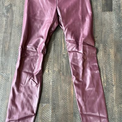 White House Purple Market Vegan Leather RunWay Leggings Size 0 NWOT