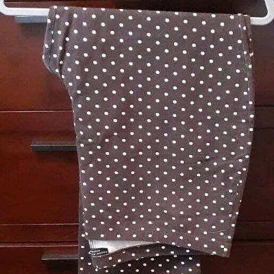 Susan Graver Weekend LEGGINGS Plus Size 2X Brown Polka Dot