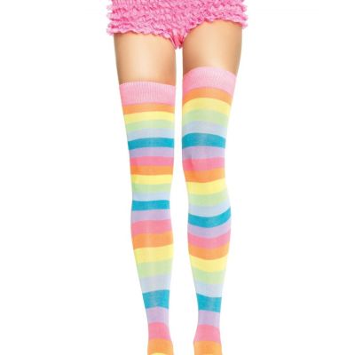 Neon Rainbow Thigh High Stockings