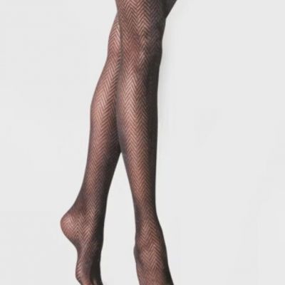 A New Day Women's Ebony Clean Herringbone Fashion Tights Sz: S/M 100-150 lbs.