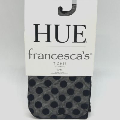 Hue Francesca's Black Dotted Nylons Sheer Slimming Tights Women’s Size S/M