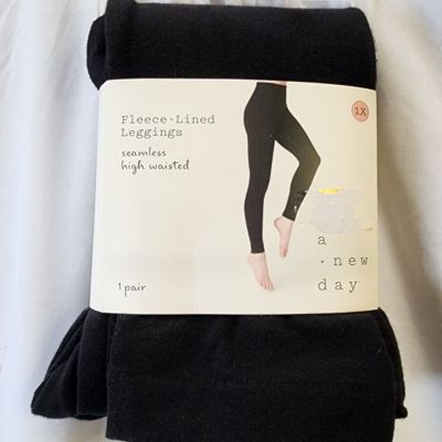 New A New Day Women's Black Fleece Lined Seamless High-Waisted Legging Size 1X