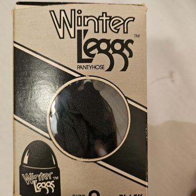 NEW Leggs Winter Leggs Pantyhose Size Q Black Nylons, VINTAGE