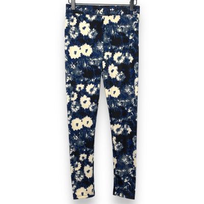 BETHANY MOTA AEROPOSTALE women's black blue floral print active leggings SZ S