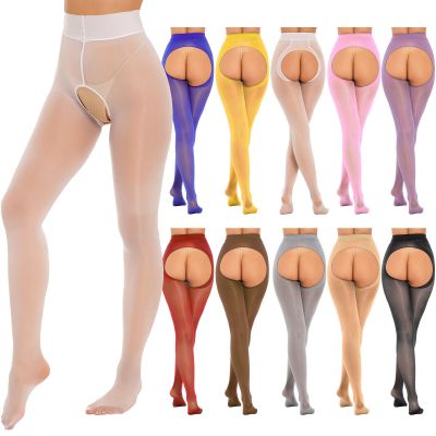 US Womens Pantyhose Smooth Hosiery Glossy Tights Trousers Lingerie Open Crotch