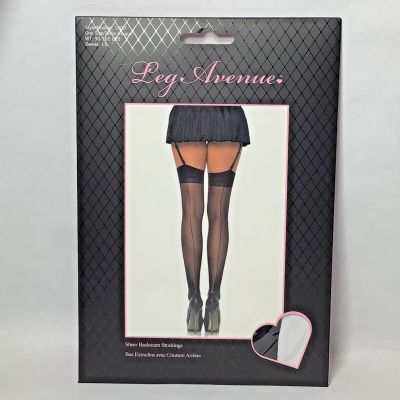 Sheer Backseam Stocking Garter Style Thigh High Lingerie Classic Black Denier 15