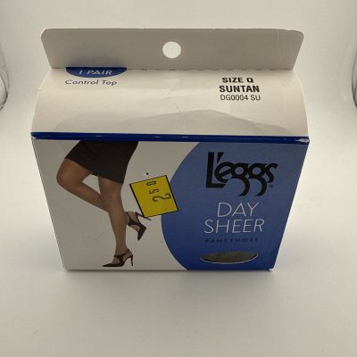 New L'eggs Day Sheer Control Top Sheer Leg Toe Pantyhose Queen Size Suntan