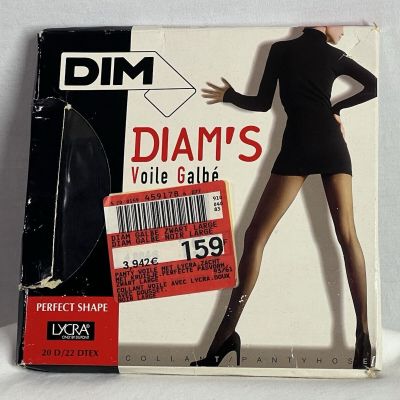 DIM Diam's Voile Galbe Black Sheer Lycra 20 D/22 Large Pantyhose New