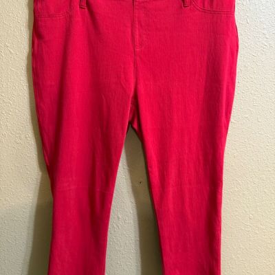 FADED GLORY CAPRI LEGGINGS SZ 2X (18-20W) RED STRETCH PULL ON