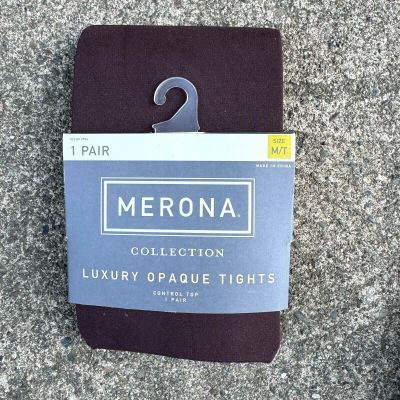 Merona Luxury Opaque Control Top Tights Size M/T Brown Chocolate Satin