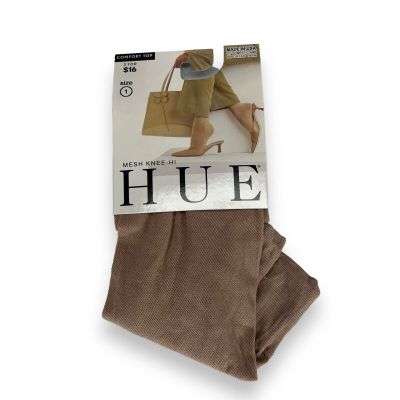 HUE Womens Size 1 Mesh Knee High Natural 1 Pair New