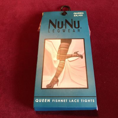 1 NEW pair Black NuNu Legwear Fishnet Stockings Lace Women Queen Sz 3x/4x     B1