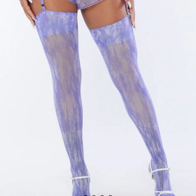 Savage Fenty Watercolor Tie Dye Printed Stocking Purple Rain Print Socks Size M/