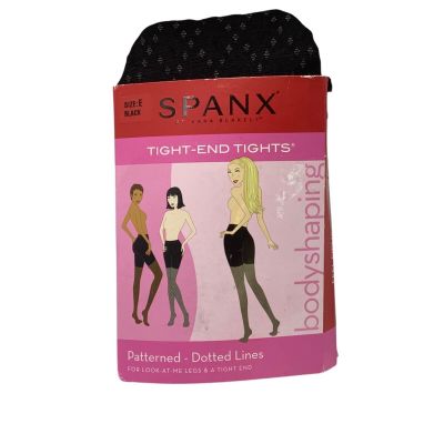 Spanx Black Patterned Dotted Lines Bodyshaping Tight End Tights Women Sz E NEW