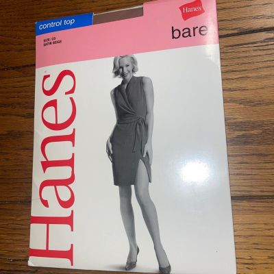 Hanes Bare Control Top Satin Beige Pantyhose - Vintage Size CD - New