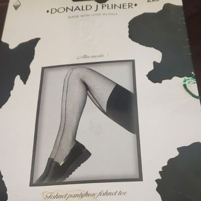 90s Donald J Pliner VINTAGE FISHNET PANTYHOSE BLACK XL LARGE SH.FREE