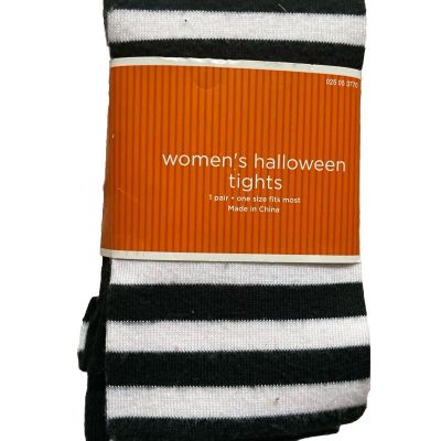 Halloween Tights Women's Striped Size One Size 145-190lbs Black White - 25