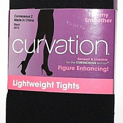 Curvation Women's Solid Black, Style 3573 Lightweight Tights - Pick Your Size