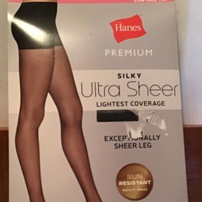 Hanes 2 Pairs Silky Ultra Sheer Control Top Barely Black Size 2XL