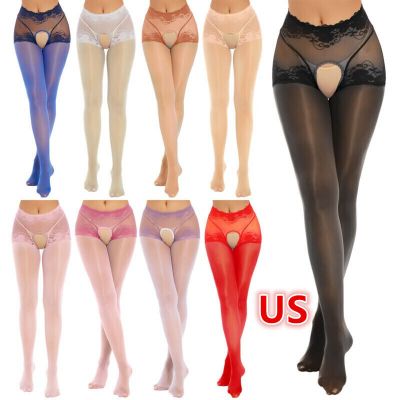 Women's Shiny Nylon Opaque Tights Sheer See Through Shaping Pantyhose Underwears