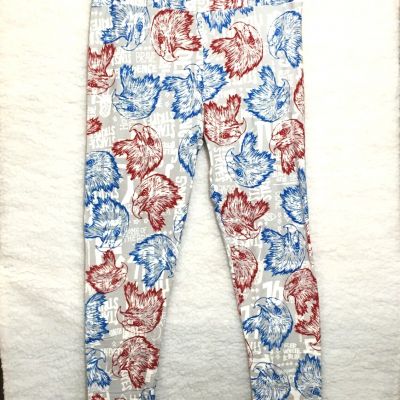 LuLaRoe leggings adult TC tall & curvy (sz 12-18) Patriotic eagle heads red blue