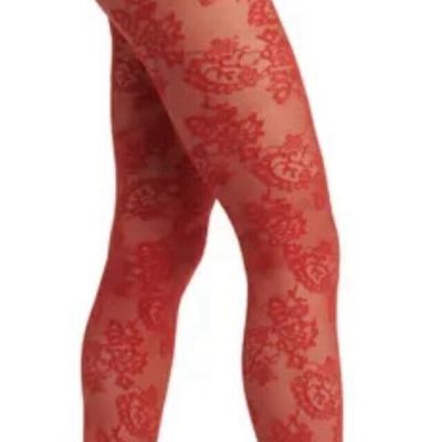 Oroblu Fine Sheer Lace Tights Red Size Med NEW $38.50