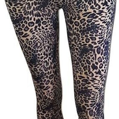 Julia Fashions Animal Print Cheetah Leggings Blac Grey NEW Yoga Skinny