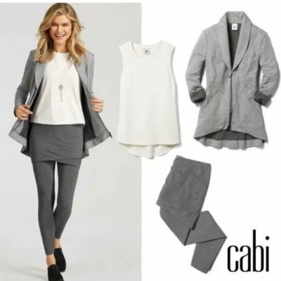 CABI Style 3856 Size S M'Leggings Stone Gray Skirted Leggings Womens