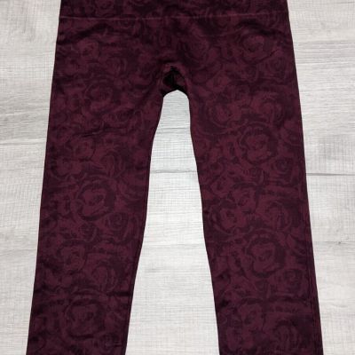 NWT Spanx Cropped Lamn Leggings Floral Garnet Rose Women's Sz 2X