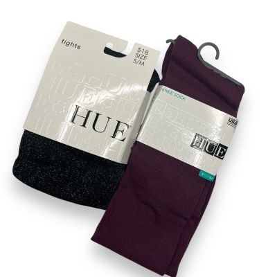 HUE Tinted Metallic Tights Womens Size S/M Black Gold 1 Pair FREE Napa Knee Sock