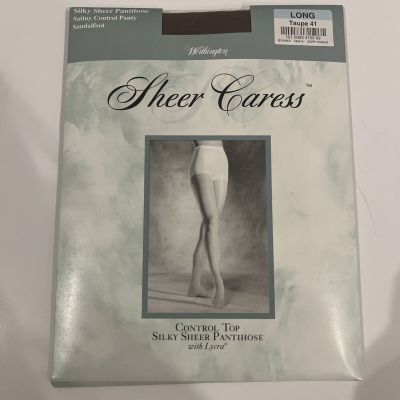 Worthington Sheer Caress Pantyhose Womens Size Long Taupe 41 Control Top VTG.NOS